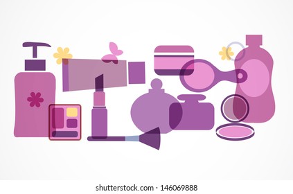 Set of makeup objects. Vector 