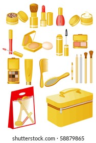 Set of makeup objects. Vector
