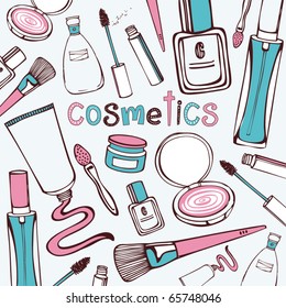 Set of makeup objects. Vector