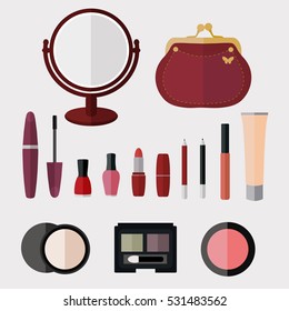 set of makeup on a white background