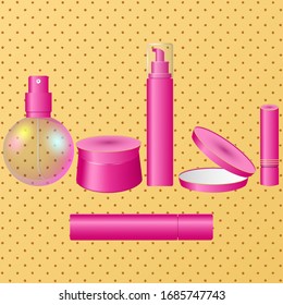 Set of Makeup Products. Cosmetics for skin care and makeup. Vector EPS10