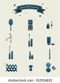 Set of makeup silhouette icons. Elements for beauty salon, make up studio