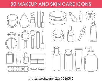 Set of makeup and skin care line icons illustration for your branding on social media