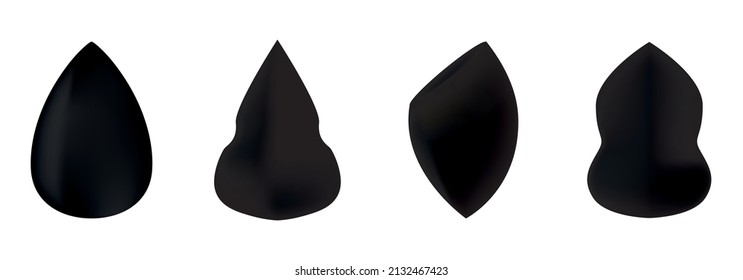 Set makeup sponge. Black sponge for blending foundation, foundation sponge isolated on white background