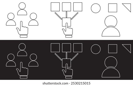 Set of making choice related icons. Survey, checklist, feedback, option, accept, arrow, way etc. Vector illustration isolated on white and black background. EPS 10
