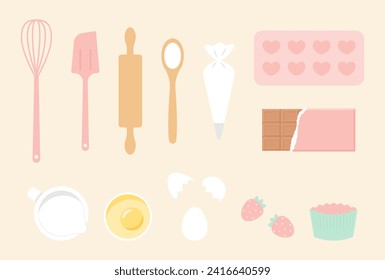 set of making sweets icons for valentine's day banners, cards, flyers, social media wallpapers, etc.