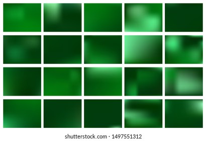 Set of malachite green horizontal backgrounds. Editable vector texture.