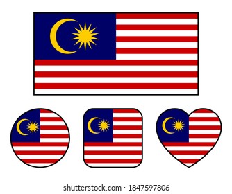 Set malaysischer Flagge mit Grenzvarianten.