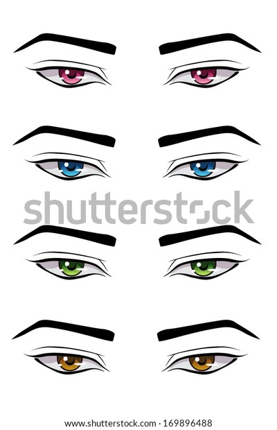 Set Male Anime Style Eyes Different Stock Vector (Royalty Free ...