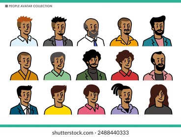 Set of male avatar icons.