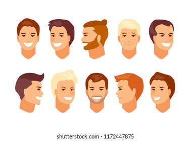 Set Male Avatar Portraits Isolated On Stock Vector (Royalty Free ...