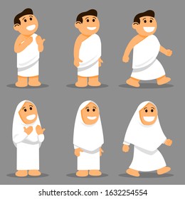 Set male character of cute kids cartoon  hajj pilgrimage. Suitable for infographic.