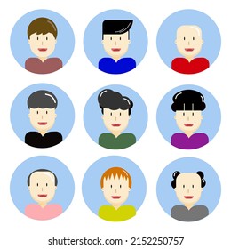 Set of male character face