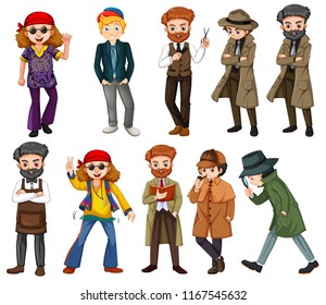 A set of male character illustration