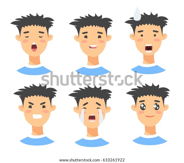 Set Male Emoji Characters Cartoon Style Stock Vector (Royalty Free ...