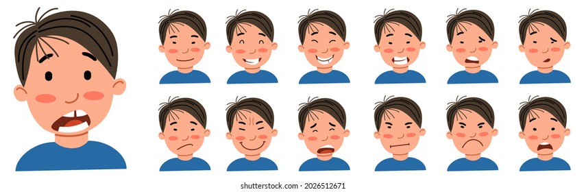 A set of male emotions.The Asian guy is an Avatar .