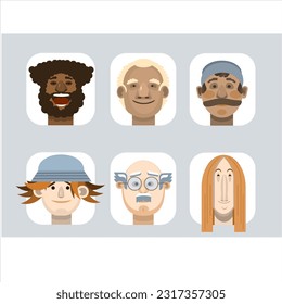 set of male faces of different races and nationalities