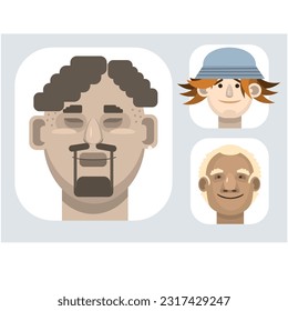 set of male faces of different races and nationalities