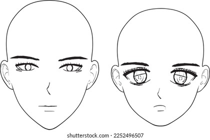 Set of male faces sketch art