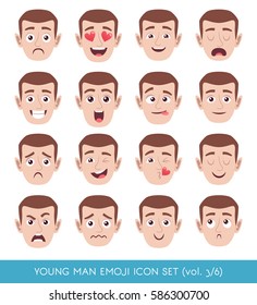 Emotions Cartoon Facial Expressions Set Natural Stock Vector (Royalty ...