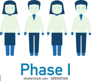 Set Of Male And Female Icon With Phase 1 Logo Illustration