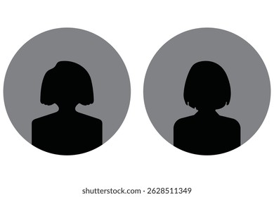 Set of male and female icons. Vector, A vector illustration depicting male and female face silhouettes or icons, serving as avatars or profiles for unknown or anonymous individuals eps 10