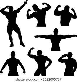 Set of Male and Female Silhouttes exercising in gym Hand drawn sketch vector illustration