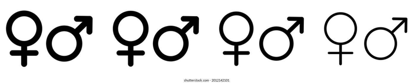 Set of male and female symbol. Vector icons on white background