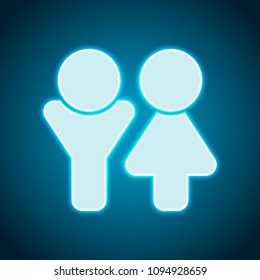 Set of male and female symbols. Simple icon. Neon style. Light decoration icon. Bright electric symbol