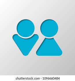 Set of male and female symbols. Simple icon. Paper design. Cutted symbol with shadow
