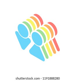 Set of male and female symbols. Simple icon. Stack of colorful isometric icons on white background