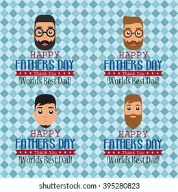 Set of male icons and ribbons with text on a textured background