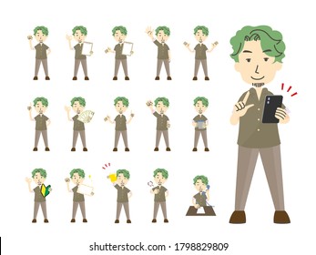 Set of male pose illustrations