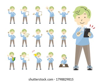 Set of male pose illustrations