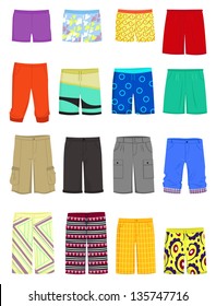 Set of male shorts and  swimming trunks