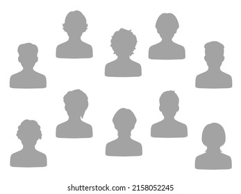 set of male silhouette illustrations of various hairstyles
