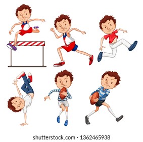 Set of male sport athletes illustration