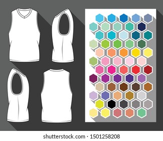 Set of male sport vest with color chart for them, Clothes design concept vector.