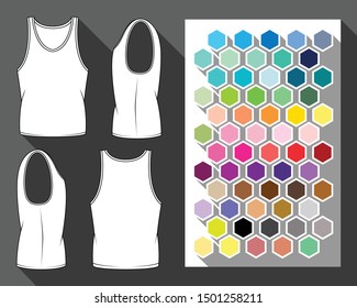 Set of male sport vest with color chart for them, Clothes design concept vector.