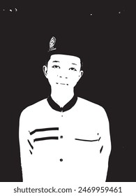 Conjunto Estudiante masculino - Vector aislado en blanco y negro