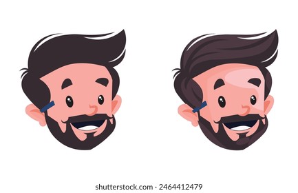 Set of male teacher design. Character Model sheet. Front, side, back view animated character. Teacher character creation set with various views, poses and gestures. Cartoon