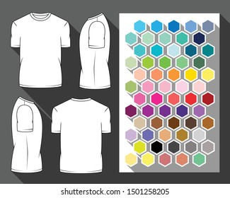 Set of male t-shirt with color chart for them, Clothes design concept vector.