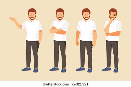 Set male in various poses. Vector illustration