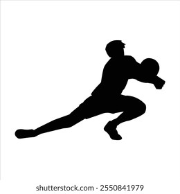 set of male volleyball players, athlete silhouettes. various different poses, gestures. vector illustration