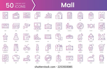 Set of mall icons. Gradient style icon bundle. Vector Illustration