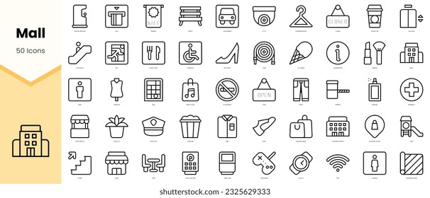 Set of mall Icons. Simple line art style icons pack. Vector illustration