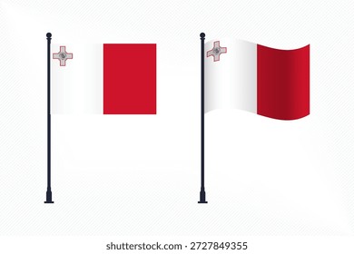 Set of Malta Flags Isolated for Independence Day Celebration