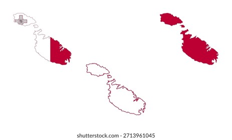 Conjunto de Malta mapa isolado no fundo branco, desenho de ilustração
