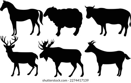 Set of mamal animals silhouettes