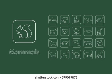 Set of mammals simple icons